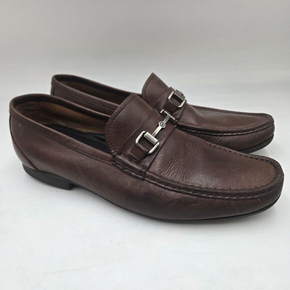 Peter Millar Brown Leather Horse Bit Moc Toe Driving Moccasin Loafer Mens 10.5 M - Picture 1 of 10